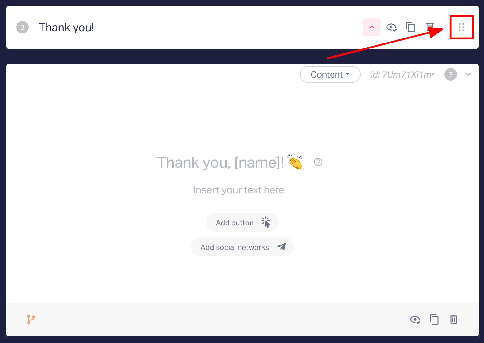 To change the order of the pages, click and hold the desired page and move it up or down